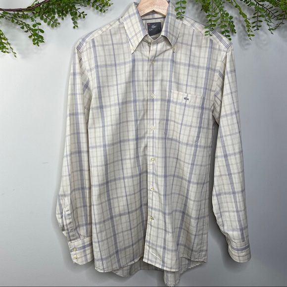 Lacoste plaid 2 pack shirt bundle - sz 38 (small, neck 14.5) - Picture 2 of 13